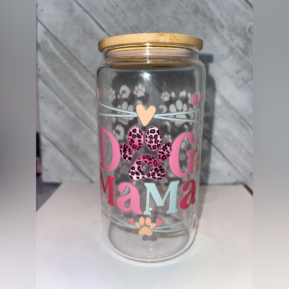 Dog Mama Glass Jar with Bamboo Lid